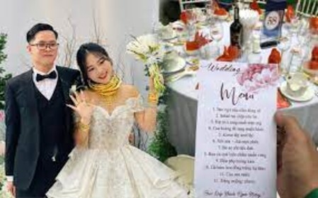 Cô dâu Quảng Ninh vàng đeo trĩu cổ, đãi khách mâm cỗ 28 triệu, số tiền chi cho rạp cưới càng choáng